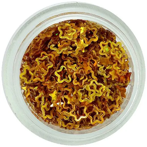 Zlaté kvietky na nechty - obrysy, hologramové