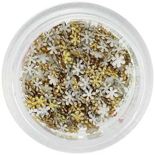 Zlaté ozdoby na nechty - látkové kvietky, malé