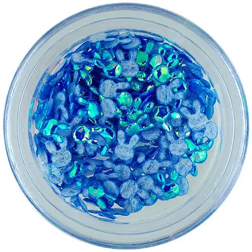 Ozdoba na nechty - modrý látkový zajačik