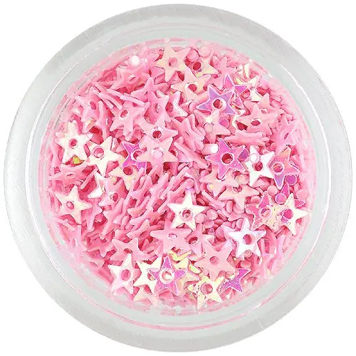 Ozdoby na nechty - hviezdičky s dierkou, svetloružové