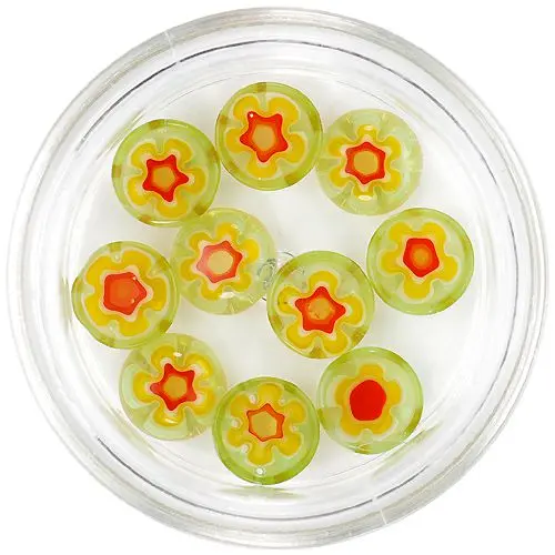 Zelené kamienky na nechty s kvietkom - kruh