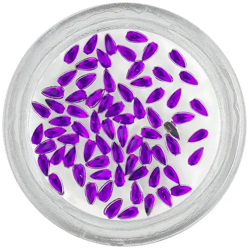 Tmavofialové ozdoby na nechty - kamienky, slzy