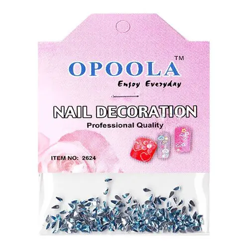 Svetlomodré ozdoby na nechty v sáčku - kamienky, slzy 100ks