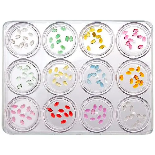 Ovál 5X3mm - ozdobná sada na nechty, 12ks