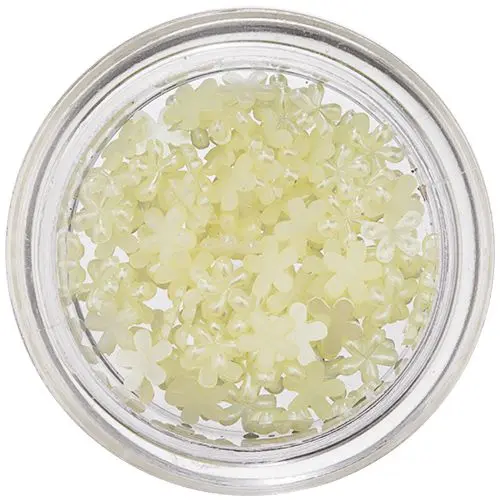 Svetložlté kvietky na zdobenie nechtov, perleť