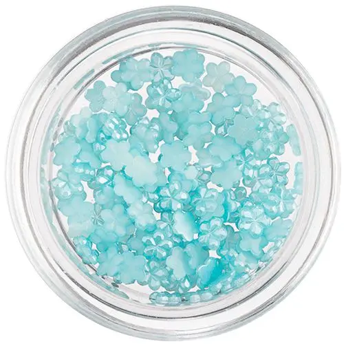 Perleťové ozdoby v tvare malého kvietka - tyrkysovo modré