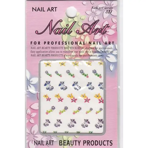 Samolepka 3D, s kamienkami - kvety