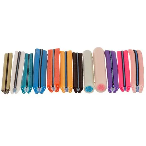 Fimo Nail Art - motýľ a kvet, ozdobné tyčinky 12ks