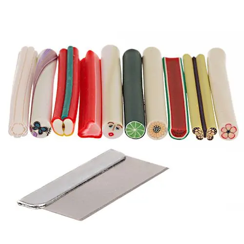 Ozdobné tyčinky Fimo Nail Art, 10ks - mix + rezák