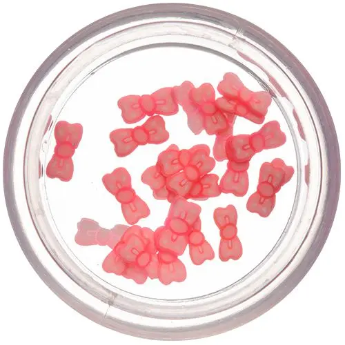 Fimo Nail Art - narezané mašle, bielo - neónovo ružové