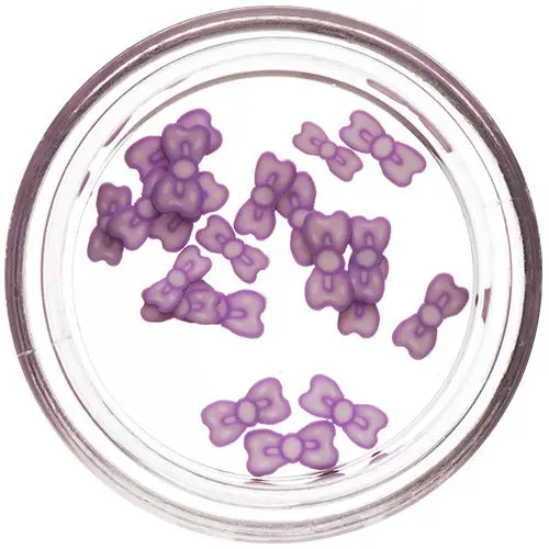 Narezané mašličky fialovo - biele farby - Fimo Nail Art