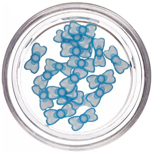 Fimo Nail Art - narezané mašličky tyrkysovo - bielej farby