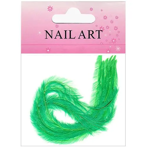 Zelené pierka na nail art